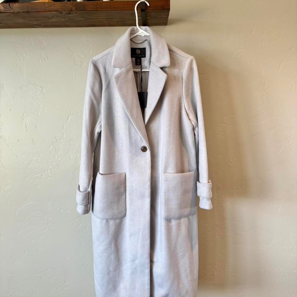 House of Harlow 1960 Light Gray Single-Button Trench Coat